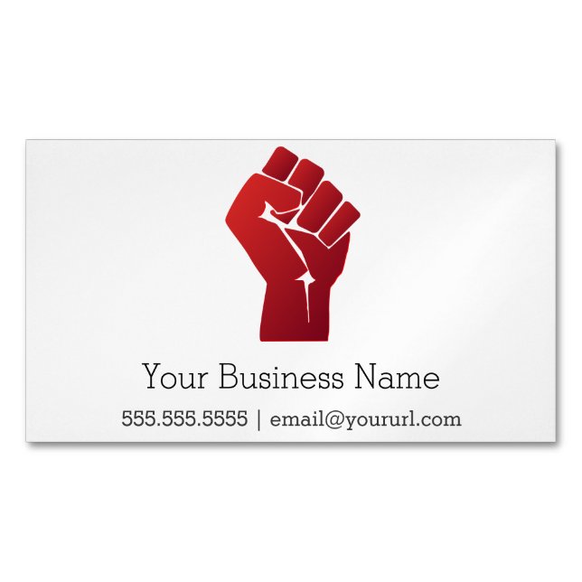 Raised Red Gradient Fist Magnetic Business Card (Front)
