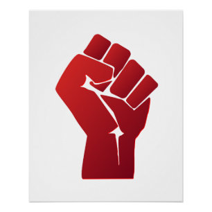 Raised Red Gradient Fist Poster