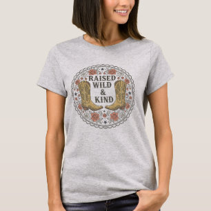 Raised Wild & Kind Cowgirl Boots Floral Slogan T-Shirt