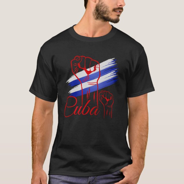Raised with Cuban Roots  Cuba Pride T-Shirt (Front)