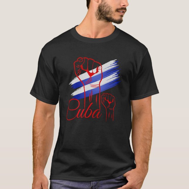 Raised with Cuban Roots  Cuba Pride T-Shirt (Front)