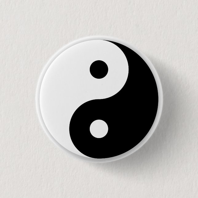 Raised Yin/Yang symbol 1 Inch Round Button (Front)