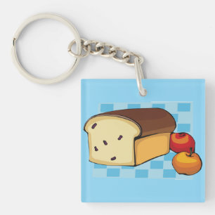 Raisin Bread Loaf and Red Apples Keychain