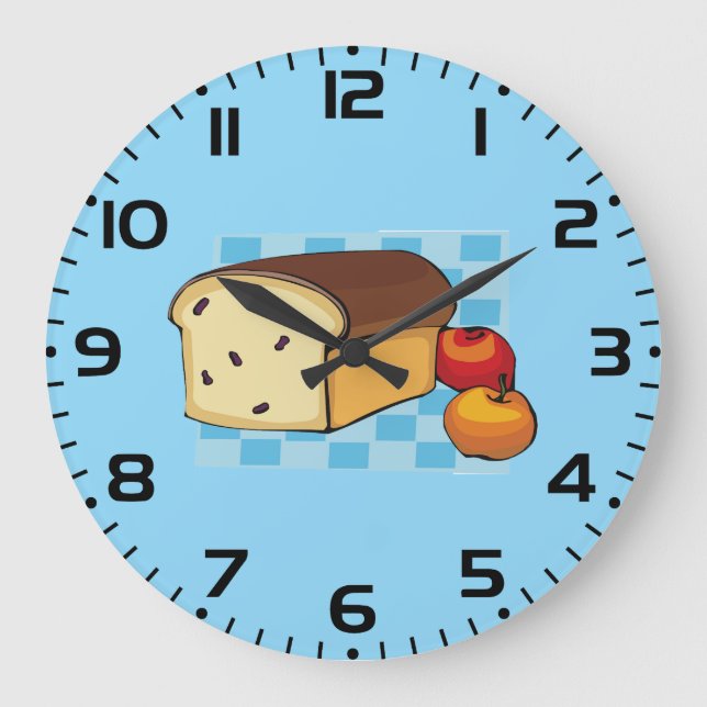 Raisin Bread Loaf and Red Apples Large Clock (Front)