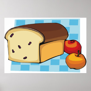 Raisin Bread Loaf and Red Apples Poster