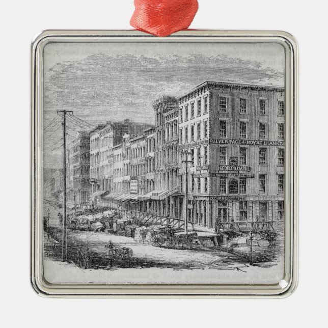 Raising a block of buildings in Chicago Metal Ornament (Front)