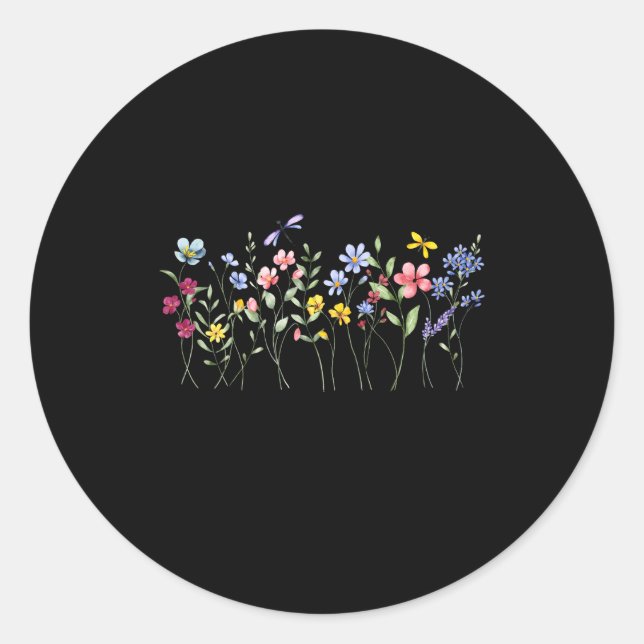 Raising A Wildflower Mom Matching Botanical _1  Classic Round Sticker (Front)