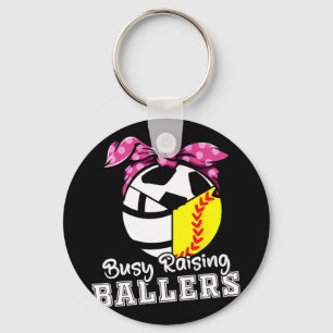 Raising Ballers - Funny Softball Volleyball Soccer Keychain