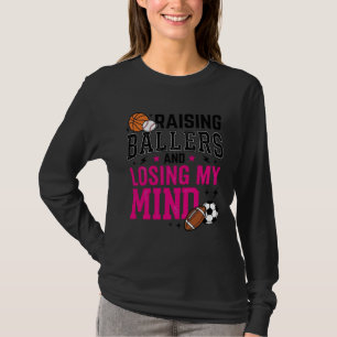 Raising Ballers Sports Mom Vintage T-Shirt Design_