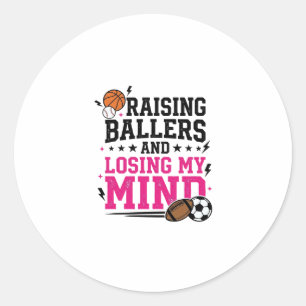 Raising Ballers Sports Mom Vintage T-Shirt Design Classic Round Sticker