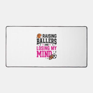 Raising Ballers Sports Mom Vintage T-Shirt Design_ Desk Mat