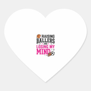 Raising Ballers Sports Mom Vintage T-Shirt Design_ Heart Sticker