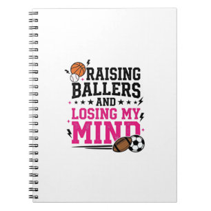 Raising Ballers Sports Mom Vintage T-Shirt Design Notebook