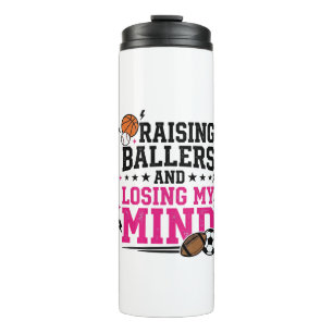 Raising Ballers Sports Mom Vintage T-Shirt Design  Thermal Tumbler