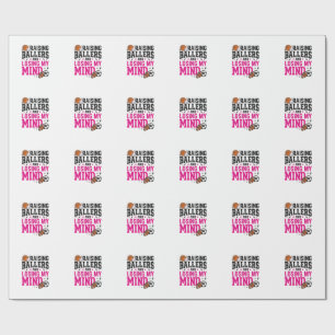 Raising Ballers Sports Mom Vintage T-Shirt Design_ Wrapping Paper