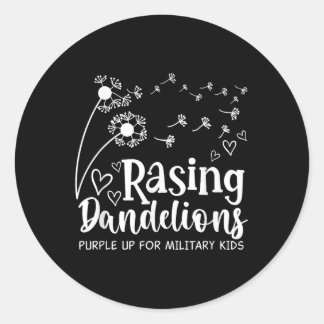 Raising Dandelions Purple Up For Military Child Mo Classic Round Sticker
