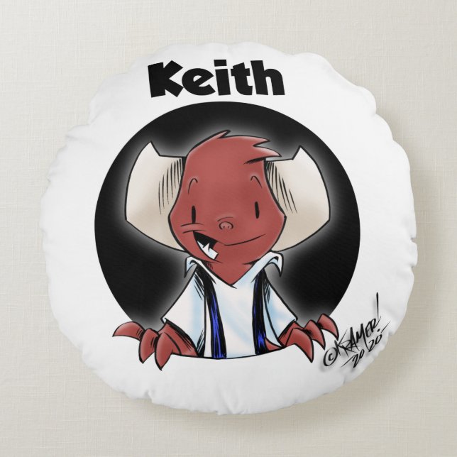 Raising Hell: Keith & Eve Round Pillow (Front)