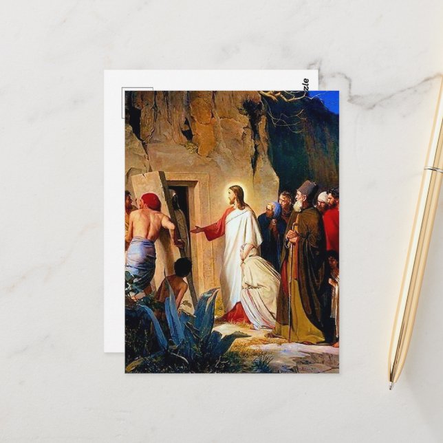 Raising of Lazarus, Carl Bloch, Postcard (Front/Back In Situ)