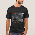 Raising the Flag at Equity Hill T-Shirt<br><div class="desc">“Raising the Flag at Equality Hill” is a dramatic, emotionally charged artwork inspired by the enduring fight for dignity, equality, and human rights. This hyper-realistic illustration captures a diverse group of ordinary people united in purpose as they struggle together to raise the Pride flag against fierce storm winds and darkening...</div>
