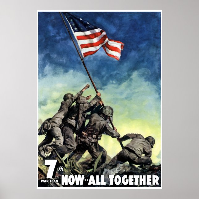 Raising The Flag On Iwo Jima -- Border Poster (Front)