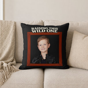 Raising This Wild One Custom Kid Photo Throw Pillow