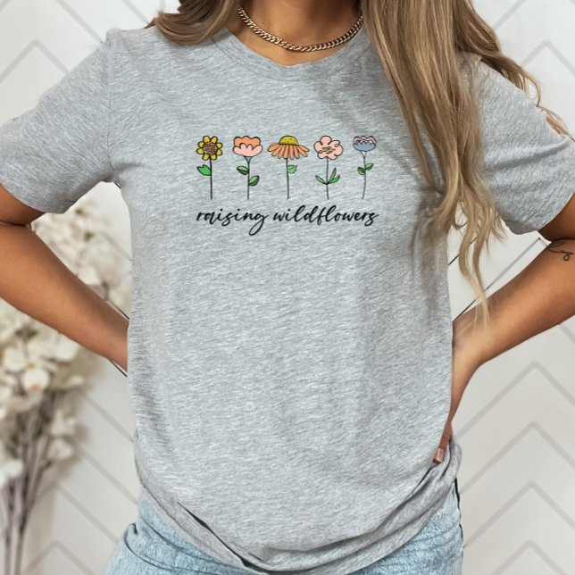 Raising Wildflowers Colourful Floral Mom/Mother T- T-Shirt (Creator Uploaded)