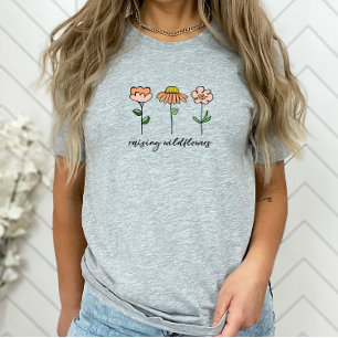 Raising Wildflowers Colourful Floral Mom of Three T-Shirt