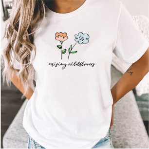 Raising Wildflowers Mom Floral Mother of Two T-Shirt