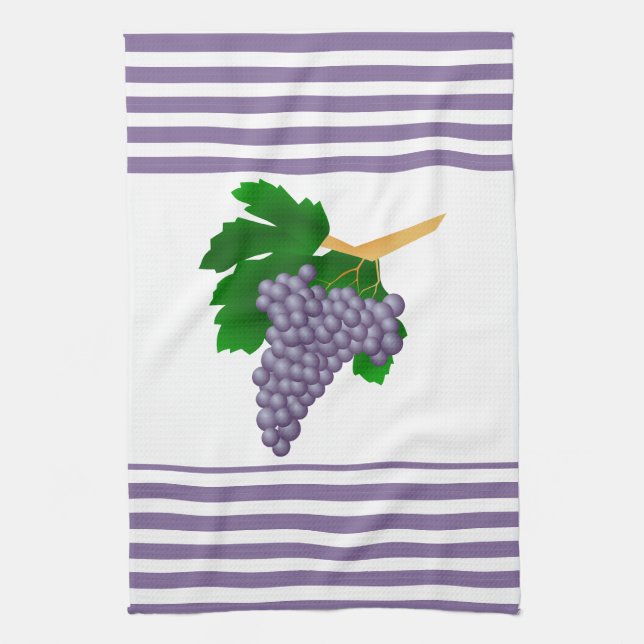 Raisins pourpres avec stries Serviette de cuisine (Vertical)