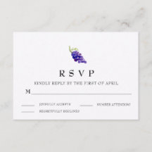 Raisins sur la carte RSVP de mariage du vin de vig
