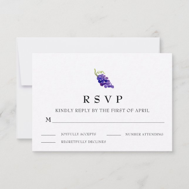 Raisins sur la carte RSVP de mariage du vin de vig (Devant)
