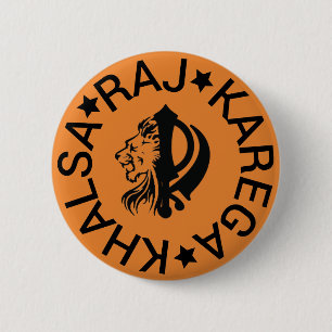 Raj Karega Khalsa 2 Inch Round Button