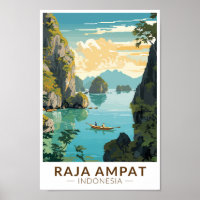 Raja Ampat Indonesia Boat Travel Art Vintage