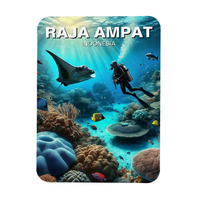 Raja Ampat Indonesia Scuba Diver Magnet (Vertical)