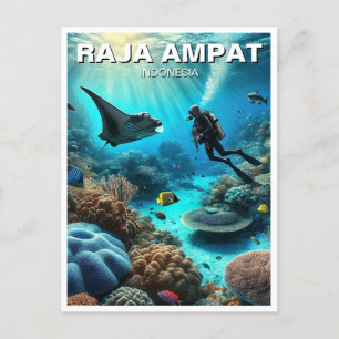 Raja Ampat Indonesia Scuba Diver Postcard