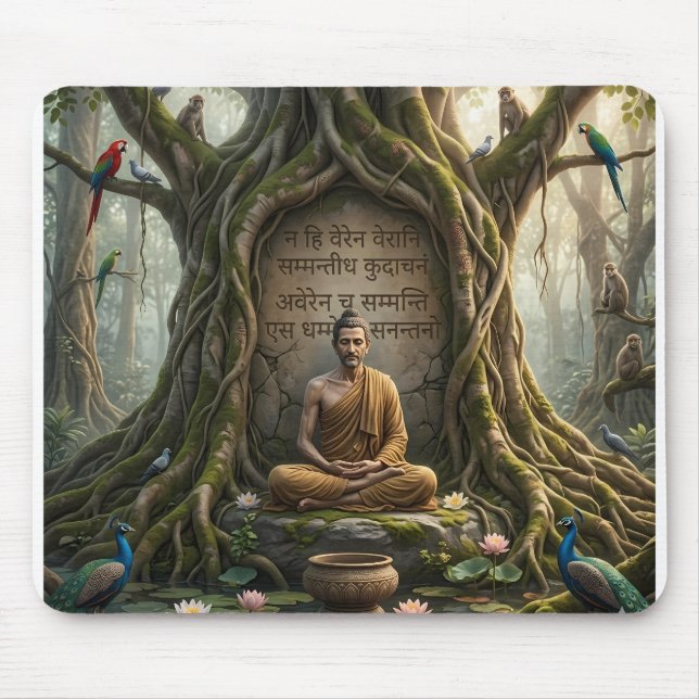 Raja Asoka Style Sukiti Buddha Under Bodhi Tree Mo Mouse Pad (Front)
