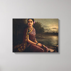 Raja Ravi Varma - Radha In The Moonlight Canvas Print