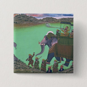 Raja Sarup Singh  of Udaipur, on a boar hunt 2 Inch Square Button