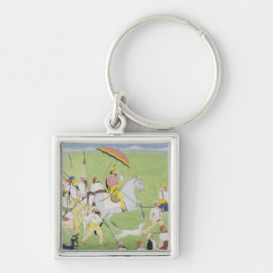 Rajah Dhian Singh (1796-1840) hunting with compani Keychain