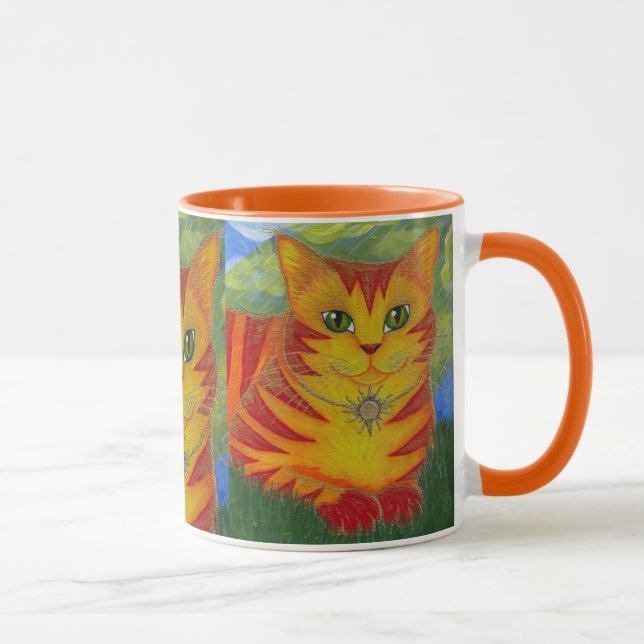 Rajah Golden Gold Sun Cat Fantasy Art Mug (Right)