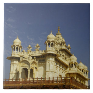 Rajasthan, India A woman standing at and accient Tile