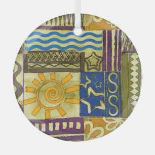 Rajasthan Indian, Patchwork Carpet Texture. Glass Ornament