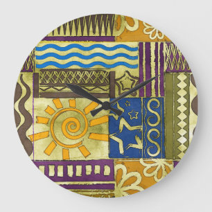 Rajasthan Indian, Patchwork Carpet Texture. Large Clock