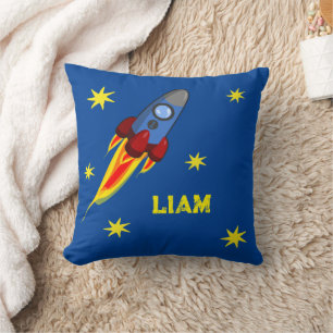 Rakete mit Sternen personalisierbares Kissen Throw Pillow