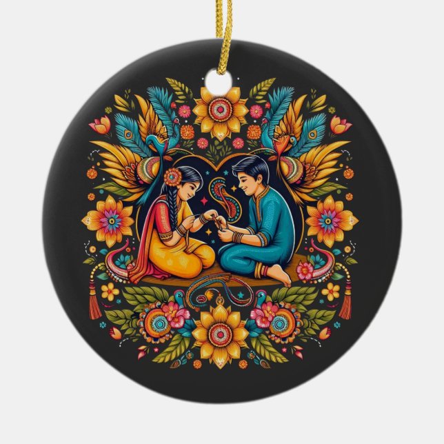 Rakhi Love Ceramic Ornament (Front)