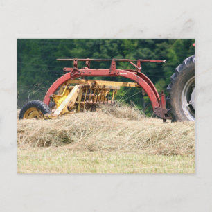 Raking Hay With An Old Towed Rake Postcard