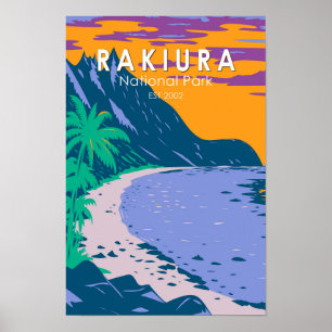 Rakiura National Park New Zealand Vintage Poster