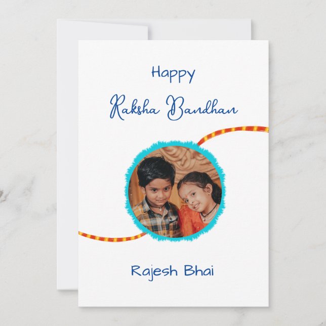 Raksha bandhan card with photo, Rakhi/ Rakhri card (Front)