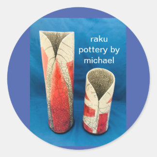 raku pottery by michael classic round sticker