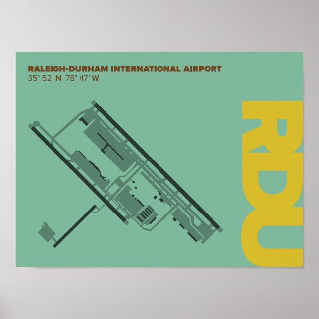 Raleigh-Durham Airport (RDU) Diagram Poster (Front)
